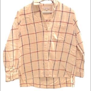 Madewell Flannel Small Ex-Boyfriend Button Down Shirt in Windowpane Plaid
